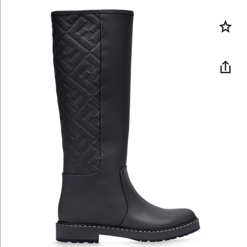 Fendi FF Tall Leather Boots Black BNIB 38.5